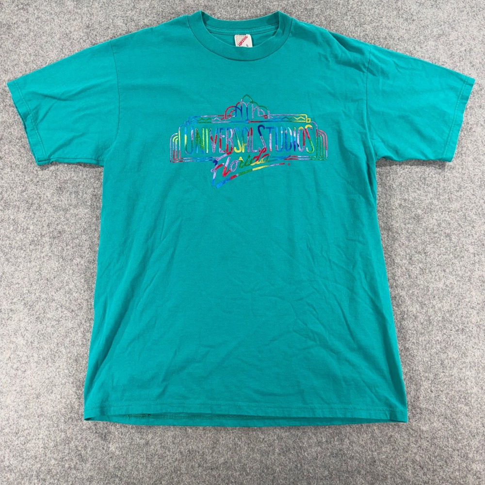 Vintage Universal Studios Florida T Shirt Mens Large Teal Jerzees Made in USA